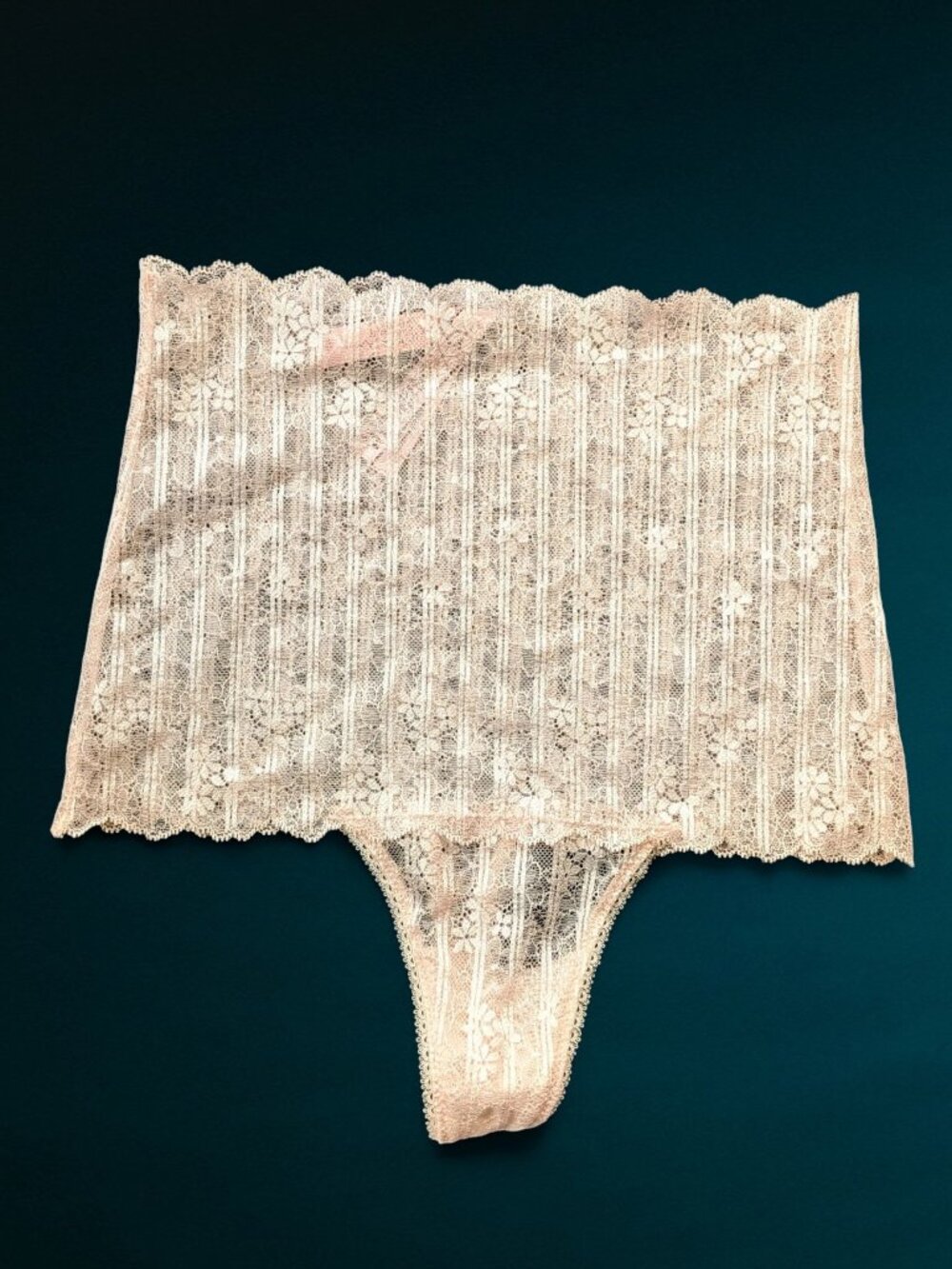 Victoria's Secret Sheer Floral Lace High Rise Thong - Blush Pink S